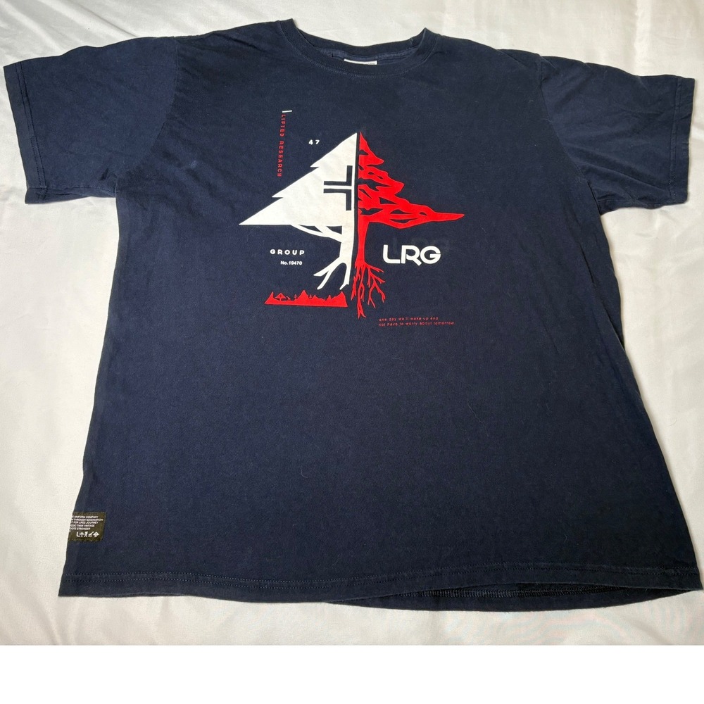 LRG Graphic Tee Mens XL Navy Blue Good Short Sleeve Lifted Research Group Shirt